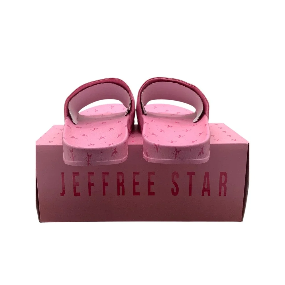 Jeffree Star Cosmetics Pink Unisex Slides Sandals Mens 11 Womens 13 Star Logo